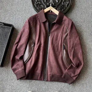 Super Clone Dior Coat Red Cotton Thin Suede Formal Business Zippered Pocket