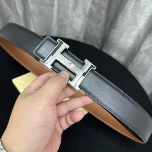 Luxury Hermes Belt Black Top-Grain Cowhide