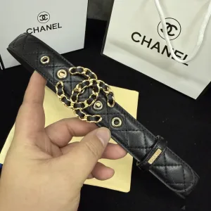 Super Clone Chanel Belt Black Top-Grain Cowhide
