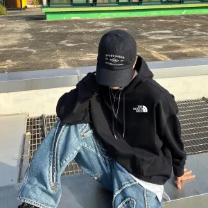 Reps The North Face Hoodie Ash Cotton Xinjiang Ribbed Fabric Relaxed Fit Spring Autumn