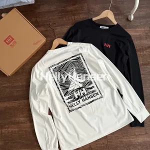Designer Super Clone Helly Hansen Long-Sleeved T-Shirt Black Cotton Pure Quick-Drying Fabric Easy To Match Daily Commute Winter