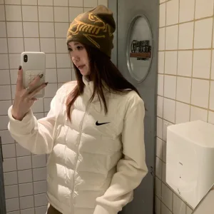 High Quality Nike Coat Red Duck Down Fleece Autumn Winter Warm