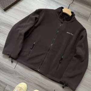 Reps Miu Coat Red Fleece Fabric Embroidery