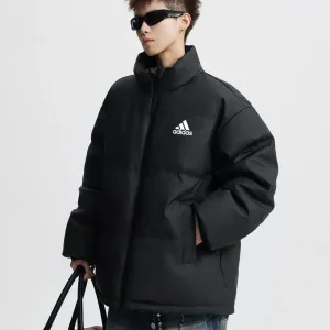 AAA Adidas Cotton-Padded Coat Red Cotton Feather Down Pu Leather