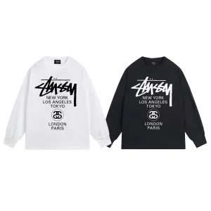 High Quality Reps Stussy Long-Sleeved Shirts Ash Eva Cotton Pure Streetwear Exquisite Tailoring Plastisol Printing