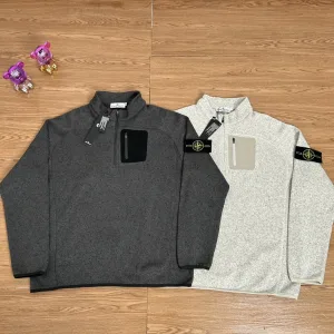 AAA Stone Island Jacket Ash Fleece Fabric Street Style
