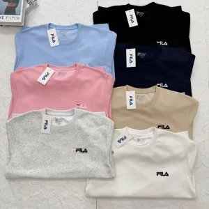 Luxury Designer Fila Hoodie Red Cotton Pure