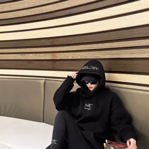 Super Clone AAA Archaeopteryx Hoodie Black Cotton Pure Double-Sided Fabric Autumn Winter Embroidery Heavy