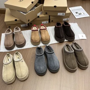 Luxury Ugg Sneakers Red Eva Polyester Fiber Fleece Sheepskin Suede Autumn Winter