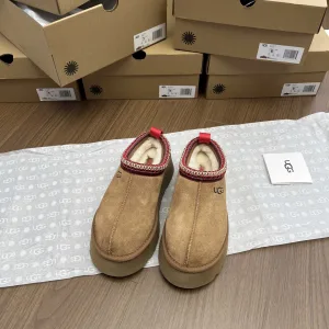 High Quality Ugg Sneakers Red Eva Polyester Fiber Sheepskin Suede Autumn Winter