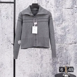 High Quality Designer Dior Coats Yellow Cashmere Jacquard Knitted Fabric Simple And Elegant Autumn Winter Pattern