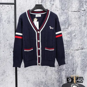 Super Clone Thom Browne T-Shirts Red Eva Cable Knit Sophistication Spring Autumn Winter Embroidery