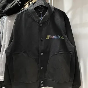 Reps Louis Vuitton Jacket Red Cotton Twill Suede Embroidery