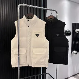 Super Clone Prada Vest Black Cotton Pu Leather Winter