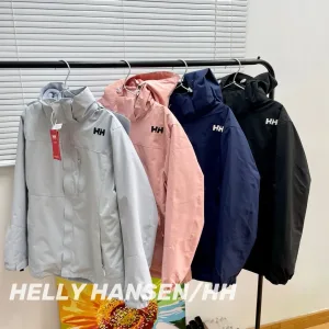 High Quality Luxury Helly Hansen Windbreaker Red Gore-Tex Fleece Sophistication Autumn Winter Three-Proof Fabric Patch 3D Logo