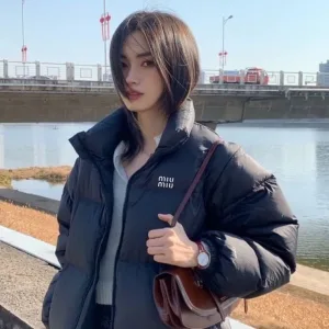 Super Clone Reps Miu Coat Black Cotton Down