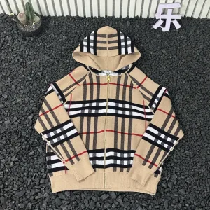 Luxury Burberry Outerwear Red Wool Cashmere Jacquard Retro British Winter Loose Cut