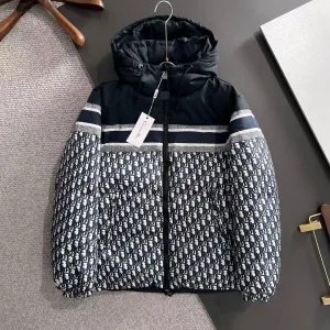 Designer Dior Down Jacket Red Goose Duck Nylon Premium Quality Zippered Pocket
