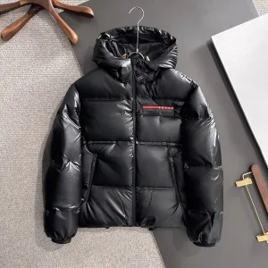 Reps Prada Down Jacket Red Goose Duck Nylon Premium Quality Zippered Pocket