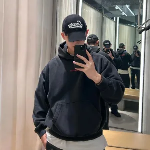 Super Clone Luxury Balenciaga Hoodie Red Cotton Combed Autumn Winter Embroidery