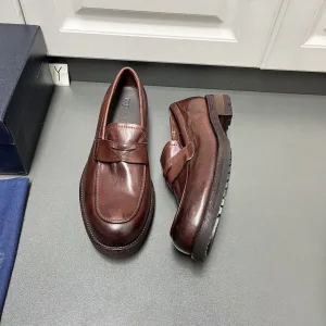 High Quality Luxury Prada Cowhide Leather Shoes For Fall