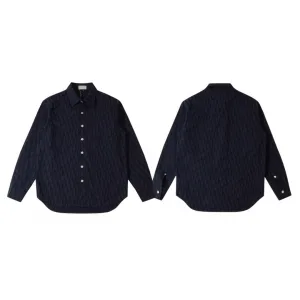 Reps Dior Long-Sleeved Shirts Red Jacquard Denim High-Quality Materials