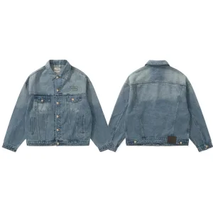 High Quality Luxury Prada Coat Blue Cotton Pure Top-Grain Cowhide Denim Sophistication Embroidery