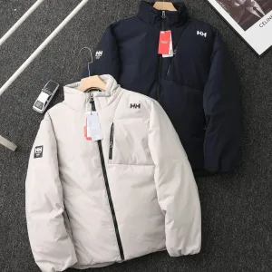 High Quality Helly Hansen Coat Red Goose Down Zippered Pocket Windproof Cuffs