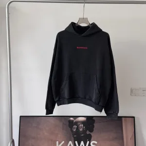 High Quality Balenciaga Hoodie Red Cotton Combed Autumn Winter Embroidery
