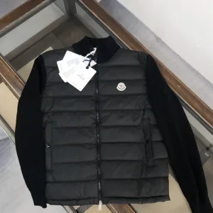 Designer Monk Coat Red Wool Goose Down Polyester Fiber Woven Fabric Sophistication Autumn Winter Patch Work Pockets Patchwork