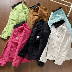 Designer Stussy Outerwear Red Cotton Twill Streetwear Skateboarding Spring Autumn