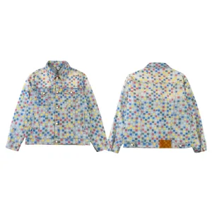 Designer Luxury Louis Vuitton Outerwear Blue Jacquard Denim Exquisite Tailoring