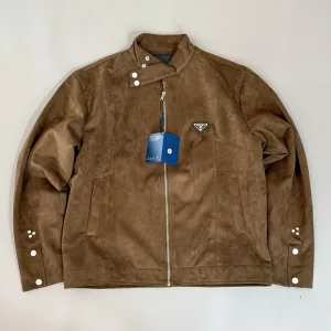 AAA Designer Prada Outerwear Brown Suede Retro Workwear Autumn