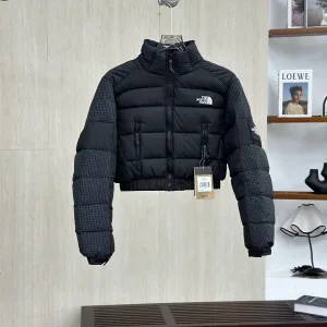 Luxury The North Face Down Jacket Black Patch Plaid Patchwork