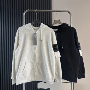 Reps Stone Island Hoodie Red Cotton Pure Fleece Simple And Versatile Exquisite Workmanship Street Style Autumn
