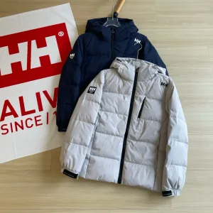 High Quality Luxury Helly Hansen Coat Red Goose Down Zippered Pocket Windproof Cuffs