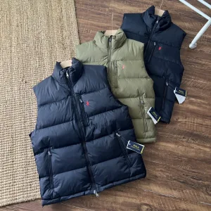 Luxury Super Clone Ralph Lauren Sweater Red Down Nylon Jacquard Winter Embroidery Zippered Pocket