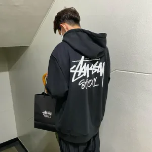 Reps High Quality Stussy Hoodie Red Cotton Pure Ribbed Fabric Relaxed Fit Autumn Winter
