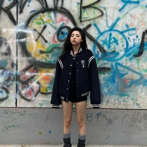 Super Clone Reps Stussy Outerwear Blue Cotton Wool Down Easy To Match Retro Preppy Style Winter Embroidery Patch
