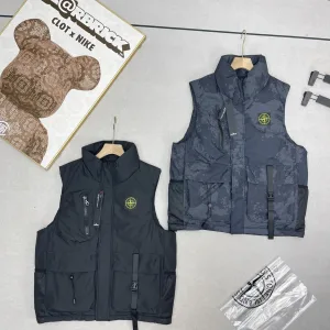 AAA Stone Island Vest Red Cotton Down Mesh Exquisite Workmanship Winter