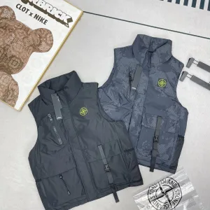 AAA Designer Stone Island Vest Red Cotton Down Mesh Exquisite Workmanship Winter