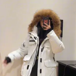 High Quality Super Clone The North Face Outerwear Red Down Mink Fur Mesh Embroidery Patch