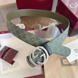 Designer Super Clone Gucci Men'S Belts Green Coated Fabric Forest Spring Early