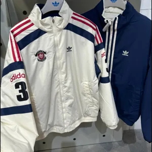 High Quality Adidas Outerwear Red Relaxed Fit Elegant Gray Winter