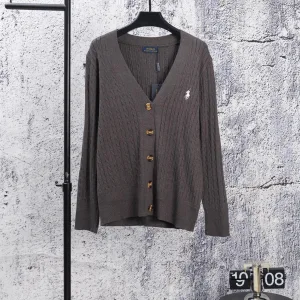 High Quality Ralph Lauren Long-Sleeved Red Cotton Cable Knit Easy To Match