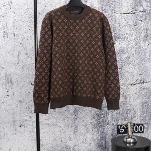 High Quality Louis Vuitton Sweater Red Jacquard Autumn Winter And