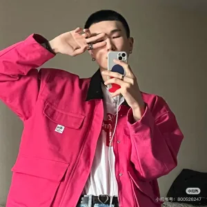 High Quality Super Clone Tiffany Outerwear Red Cotton Twill Streetwear Skateboarding Spring Autumn