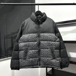 Luxury Coach Outerwear Red Duck Down High-Quality Materials Winter Patch