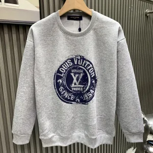 Luxury Louis Vuitton Hoodies Ash Cotton Fleece Autumn Winter