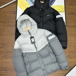 Designer Nike Outerwear Ash Cotton Xinjiang Down Fleece Street Style Winter Patch